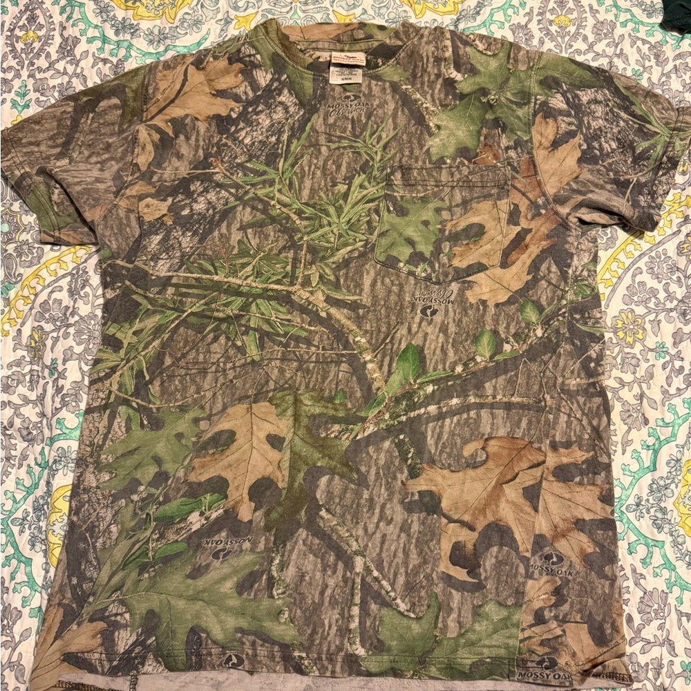 Mossy Oak Camouflage Crewneck Tee - Green, Brown, Tan